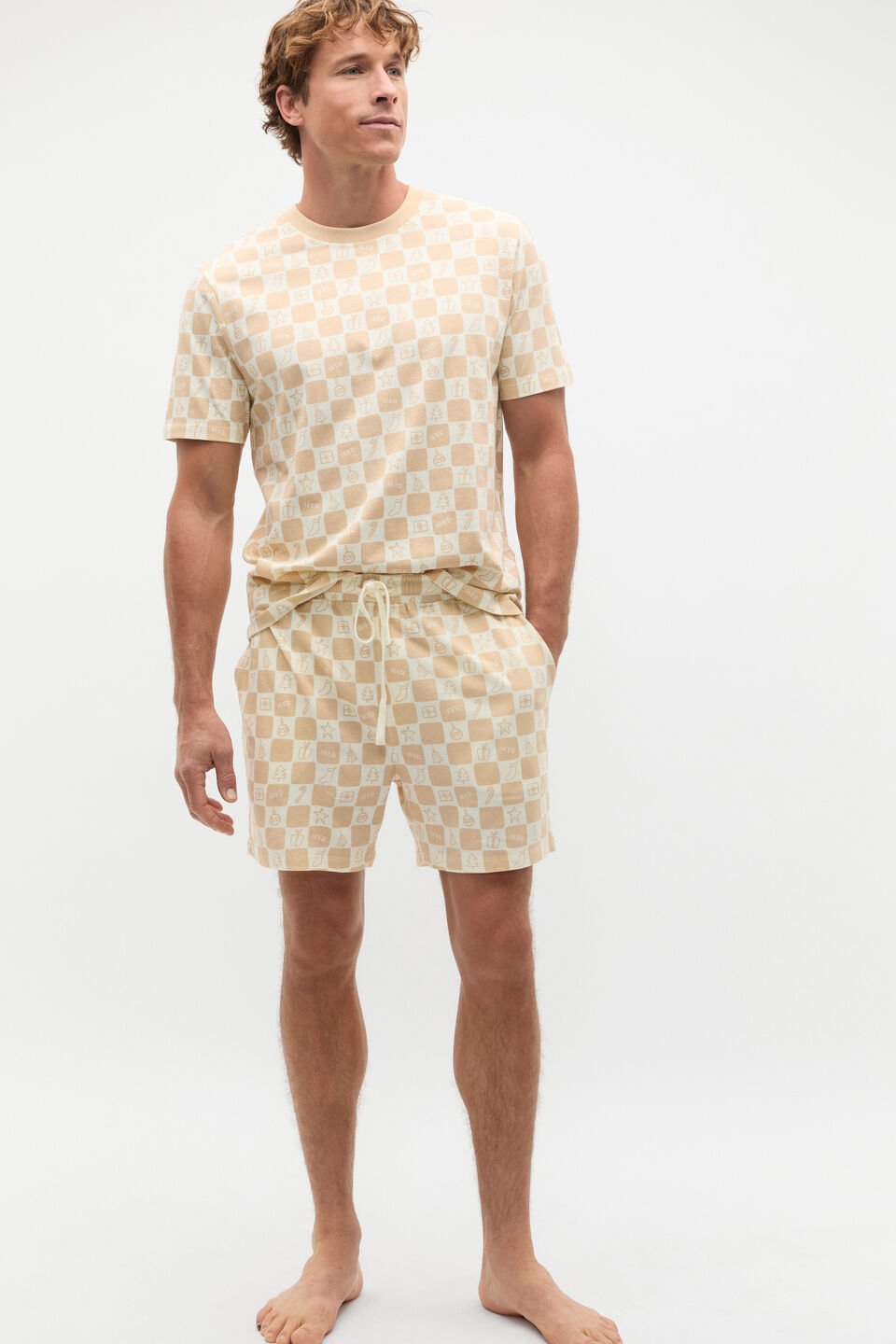 Christmas Check Pyjama  Ecru