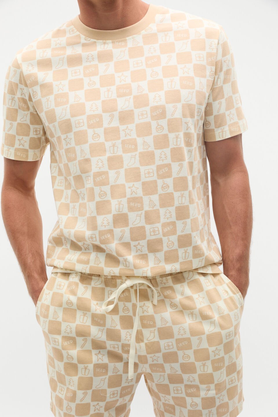 Christmas Check Pyjama  Ecru