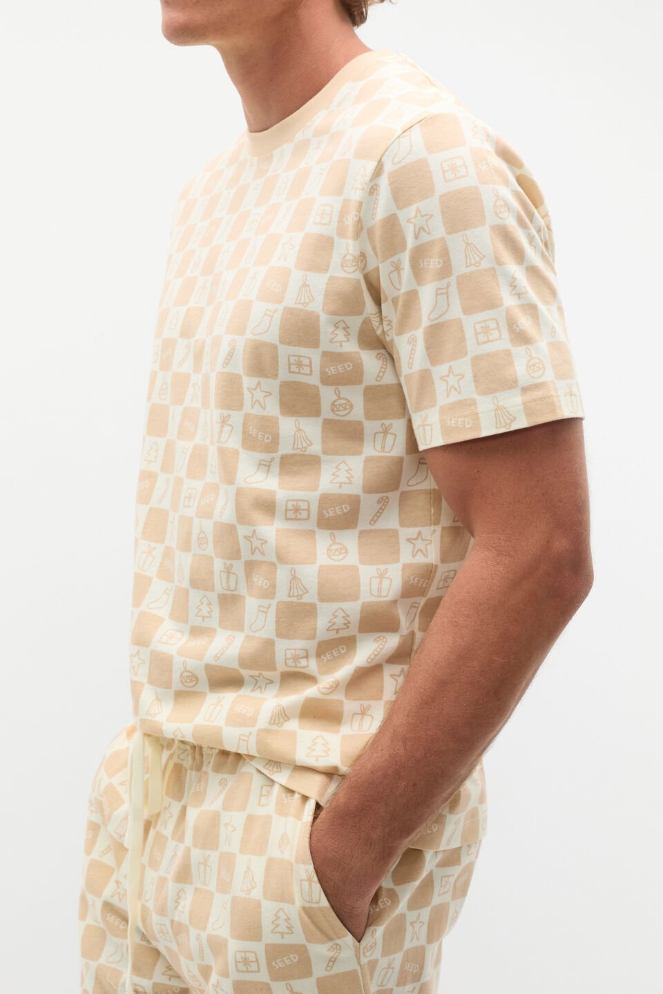 Christmas Check Pyjama  Ecru