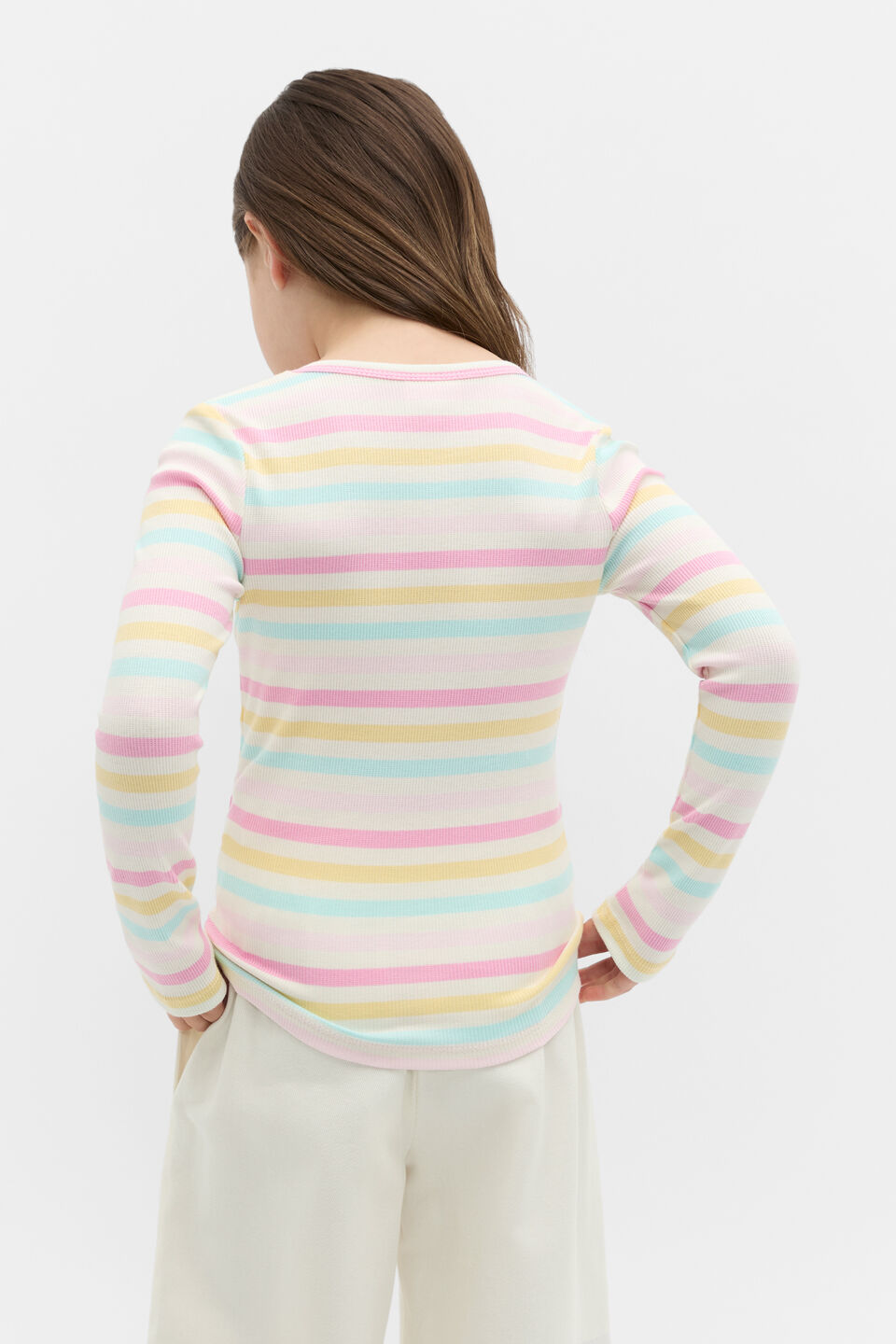 Stripe Rib Tee  Pink Lemonade