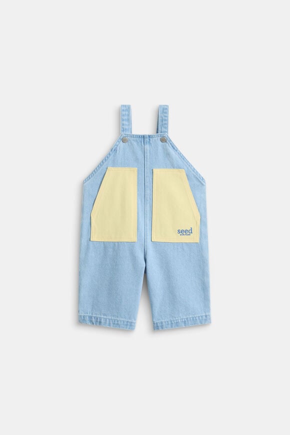 Colourblock Pocket Dungaree  Cloud Blue Wash  hi-res