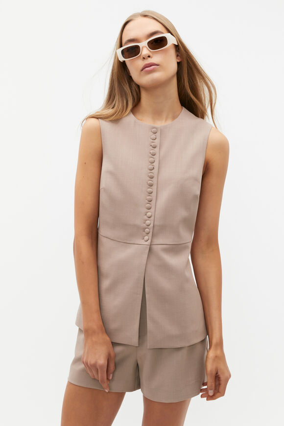 Tailored Cinch Waist Vest  Cookie  hi-res