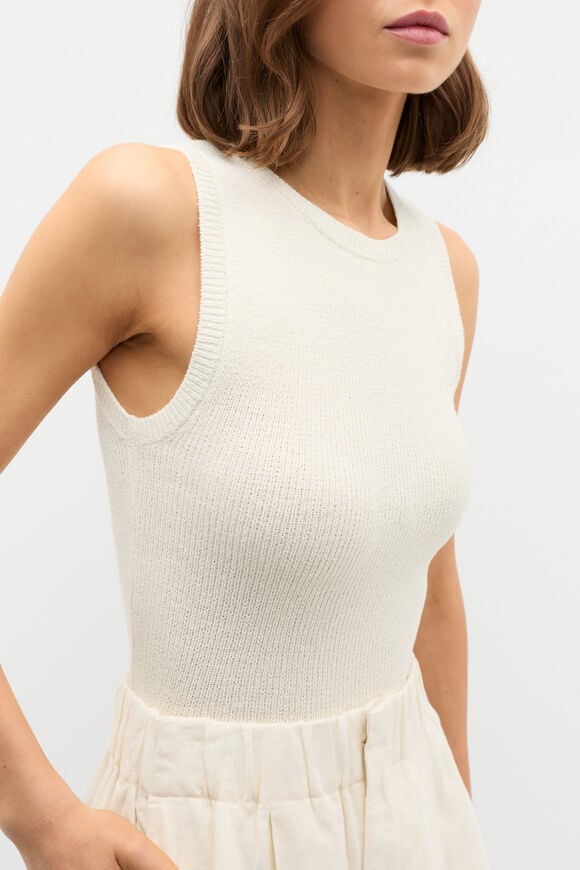 Textured Cotton Knit Top  Buttercream  hi-res
