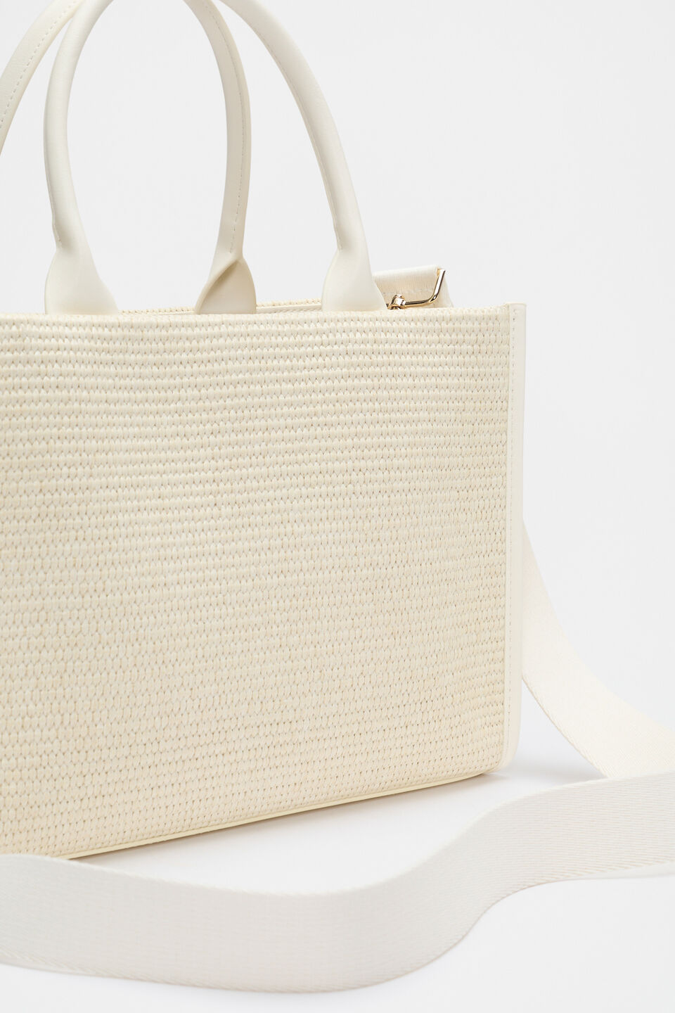 Structured Woven Mini Tote  Cream
