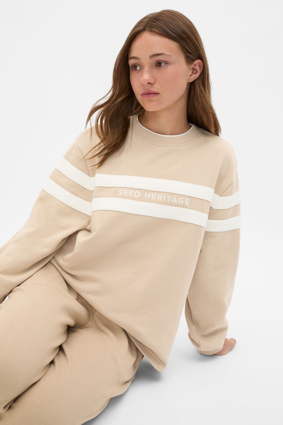 Relaxed Logo Crew Sweat  Sandstone