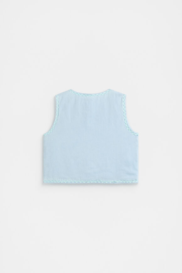 Floral Pocket Vest  Powder Blue Wash  hi-res