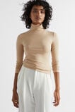 Core Rib Roll Neck Top  Champagne Beige  hi-res
