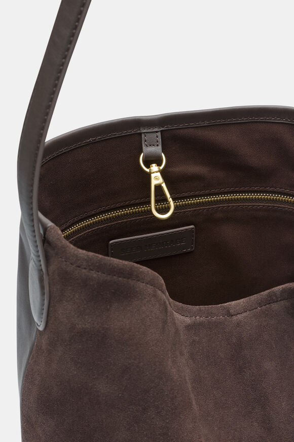 Spliced Leather Tote  Chocolate  hi-res