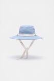 Wide Brim Hat With Ties  Light Wash  hi-res