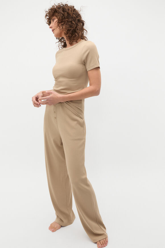 Short Sleeve and Wide Leg Pant PJ Set  Rye  hi-res