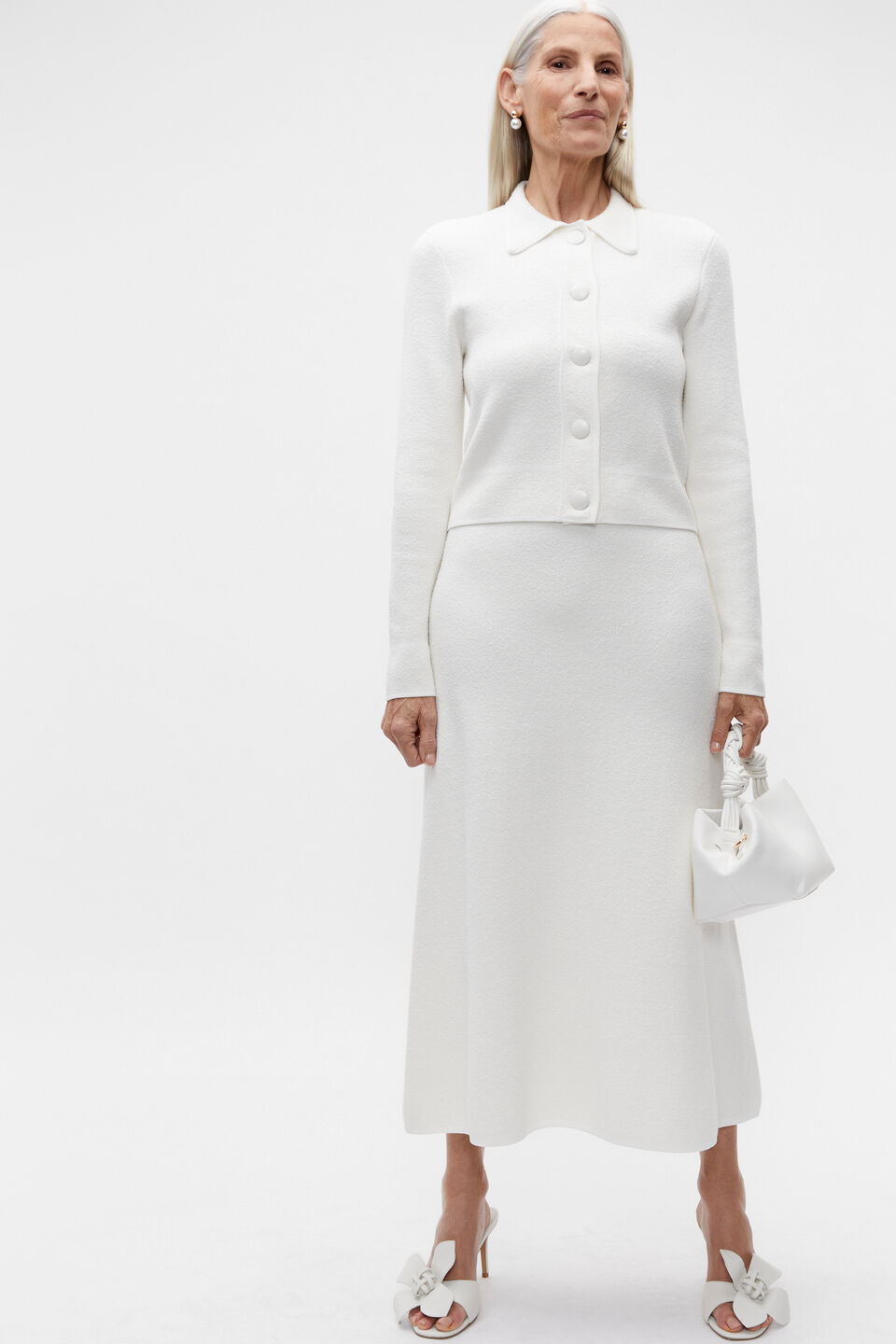 Boucle Knit Swing Skirt  Cloud Cream