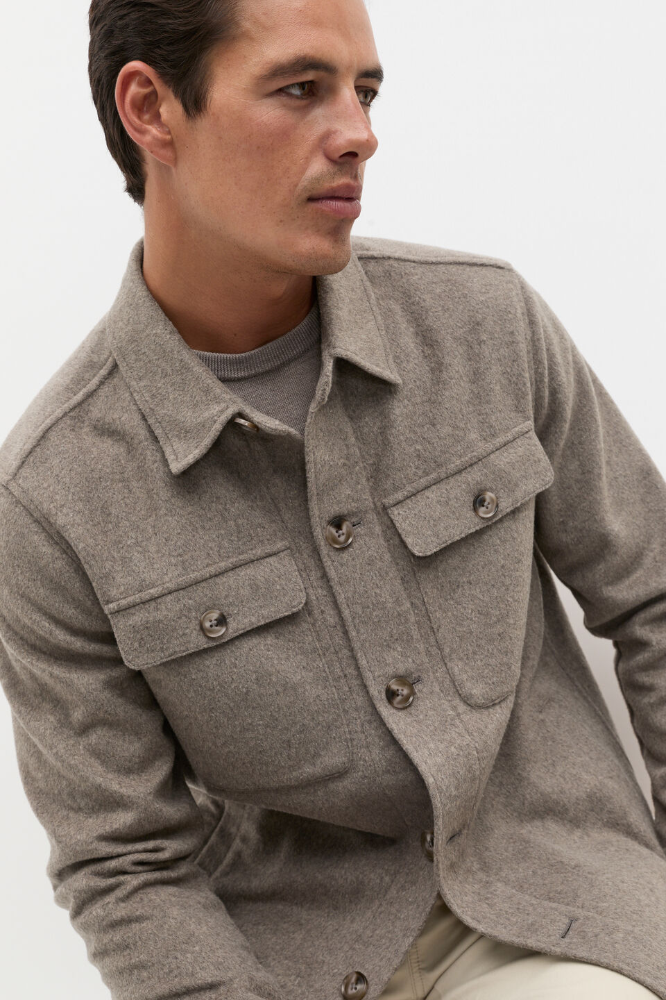 Wool Blend Overshirt  Ash Marle