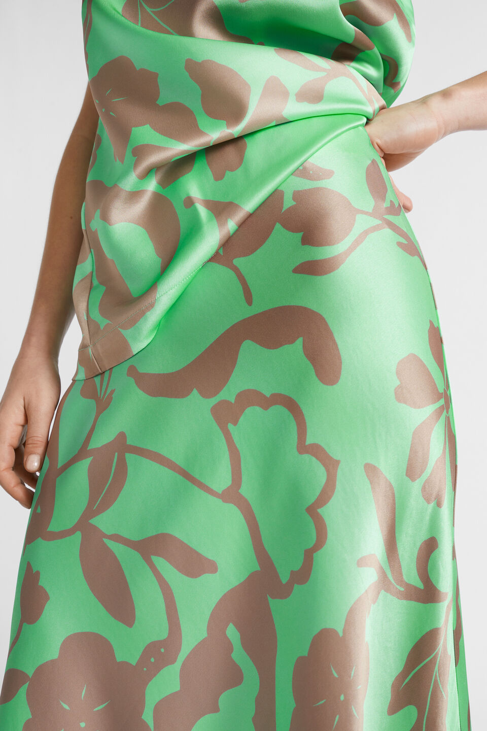 Satin Floral Skirt  Key Lime Floral