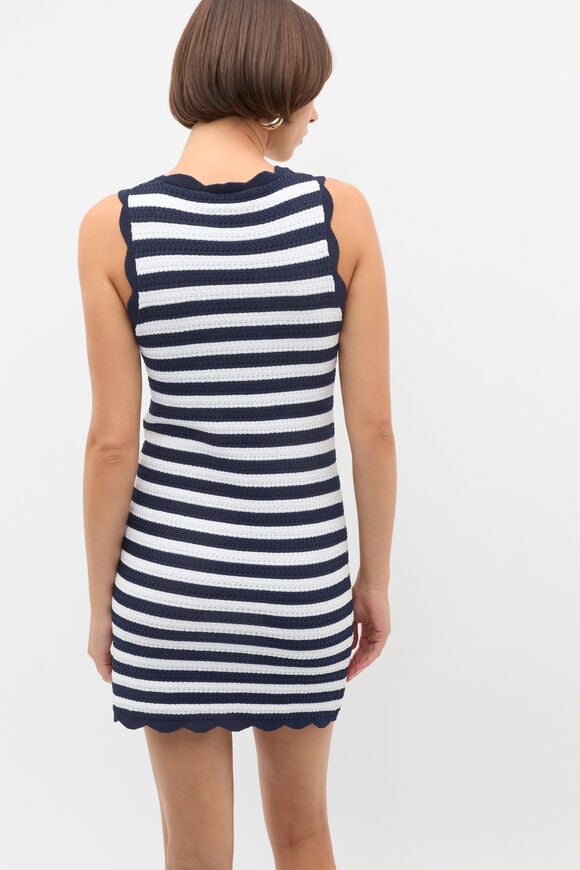 Scallop Stripe Knit Dress  Twilight Blue Stripe  hi-res