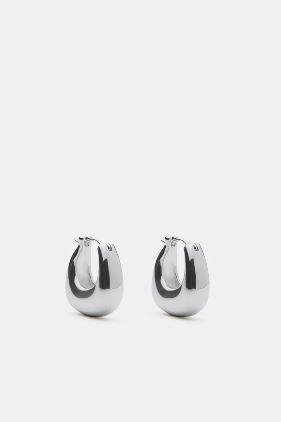 Mini Oval Hoop Earring  Silver  hi-res