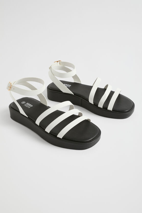 3 Strap Flatform Sandal  White Black  hi-res
