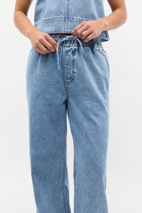 Elasticated Wide Leg Jean  Mist Blue Wash  hi-res