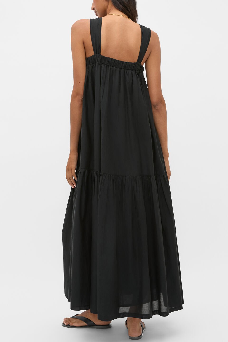 Voile Tiered Maxi Dress  Black