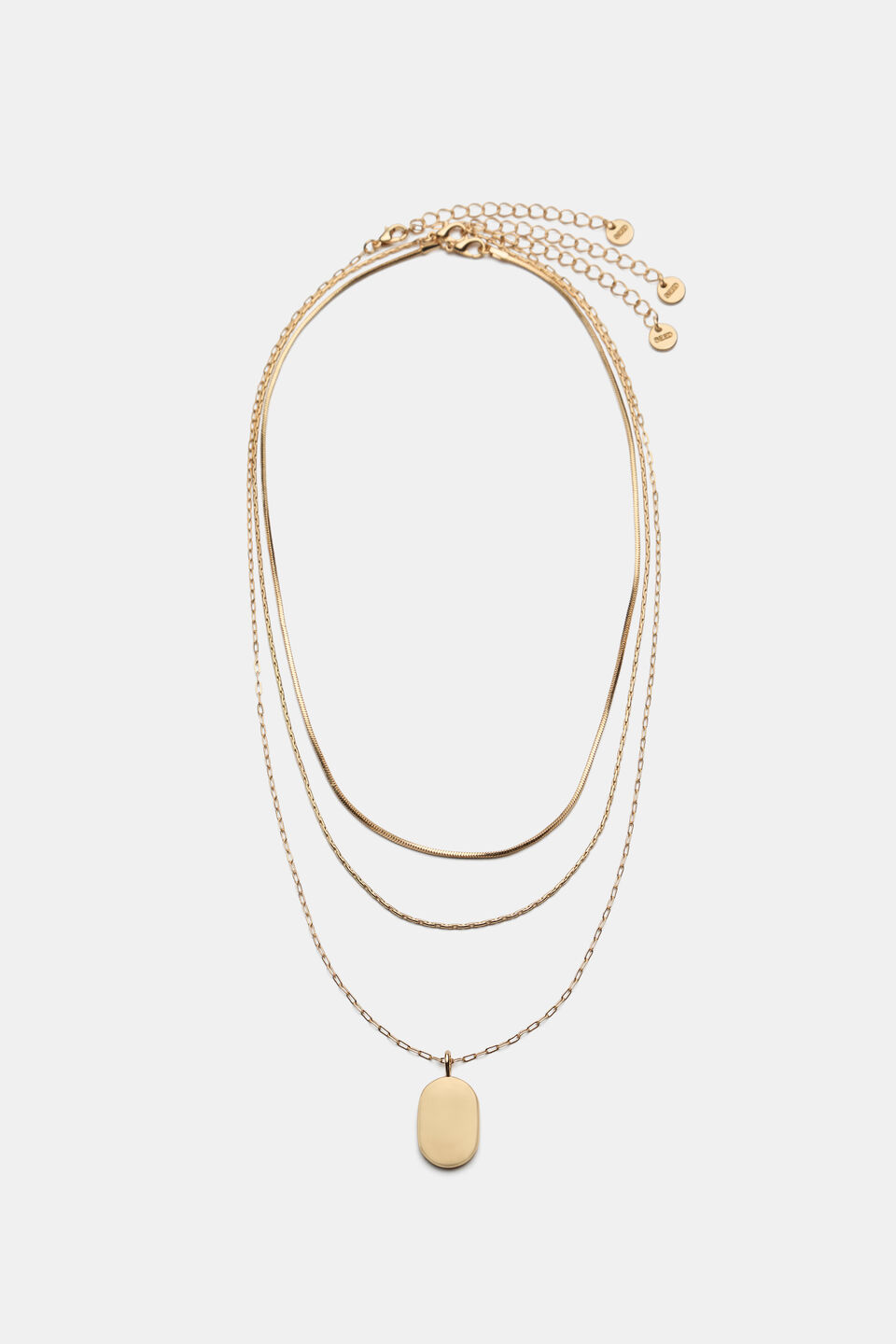 Rounded Pendant Necklace Set  Gold