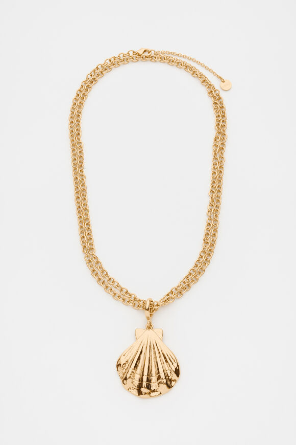 Shell Charm Pendant Necklace  Gold  hi-res