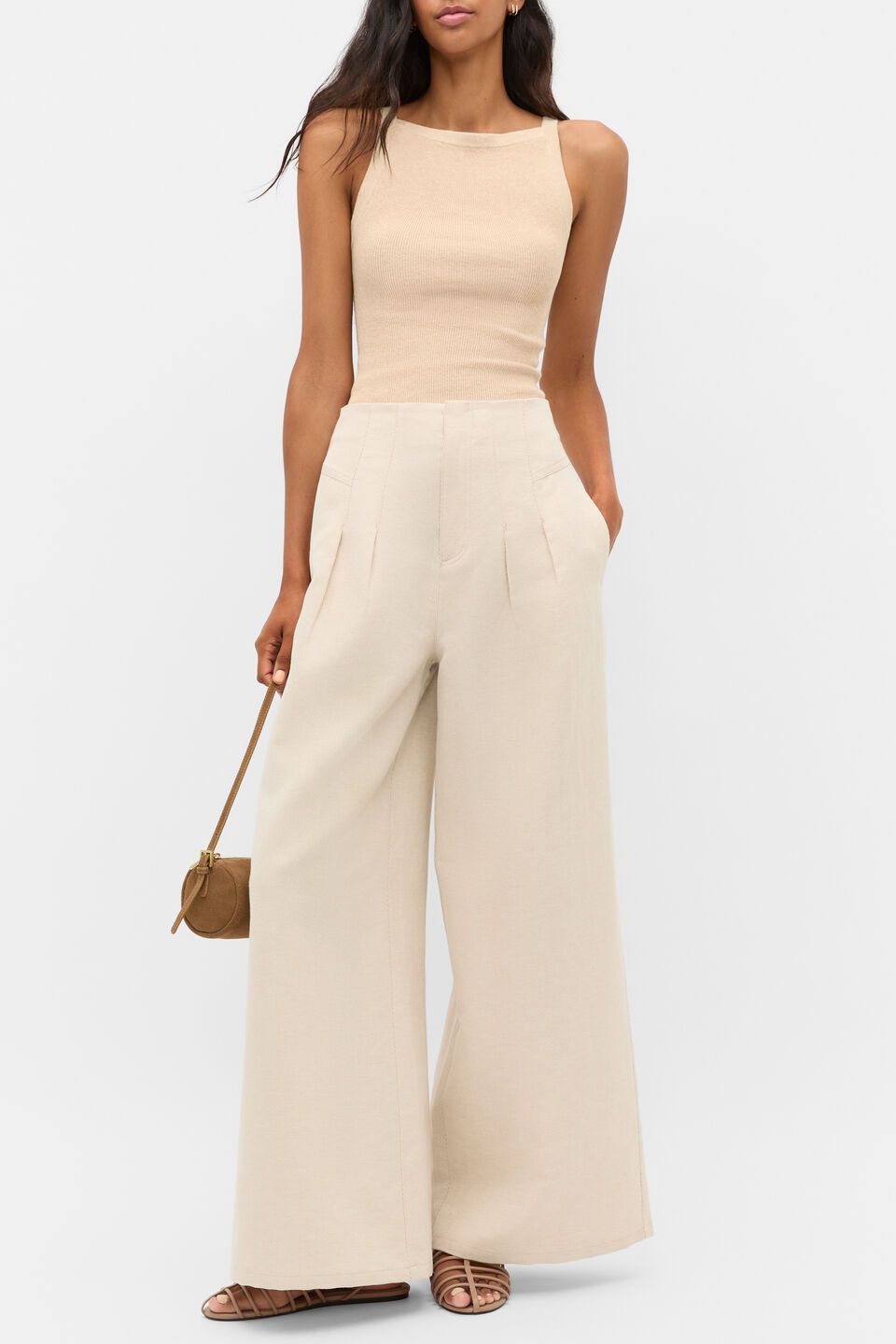 Twill High Waist Pant  Ecru