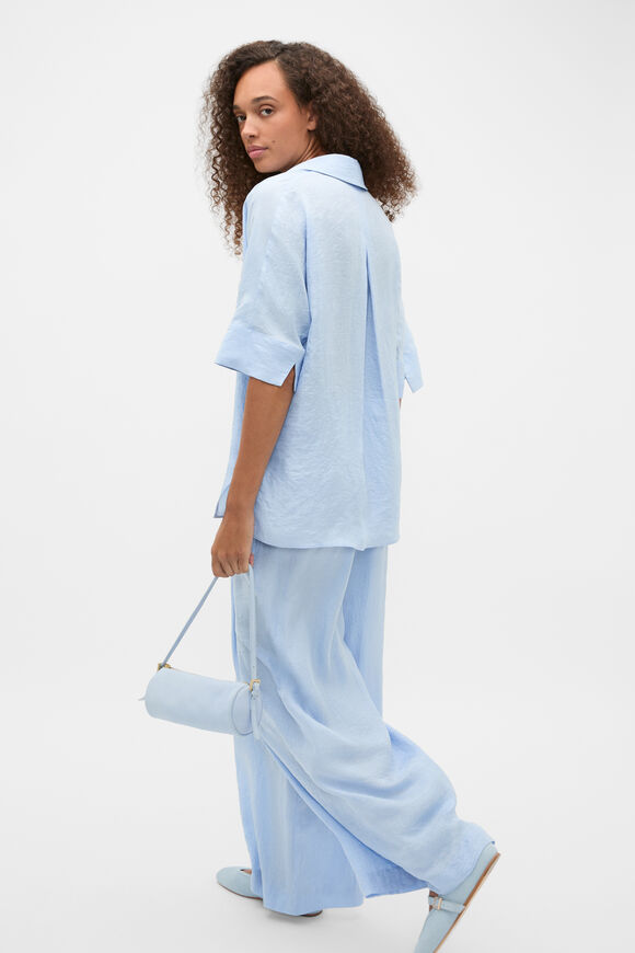 Textured Satin Collared Popover  Arctic Blue  hi-res