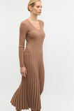 Pleated V Neck Knit Dress  Amaretto  hi-res