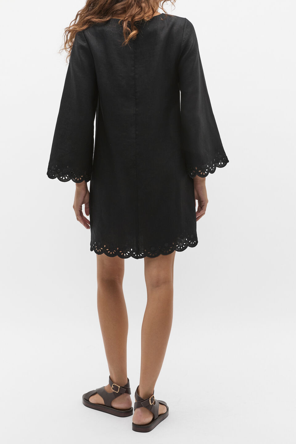 Scallop Broderie Mini Dress  Black