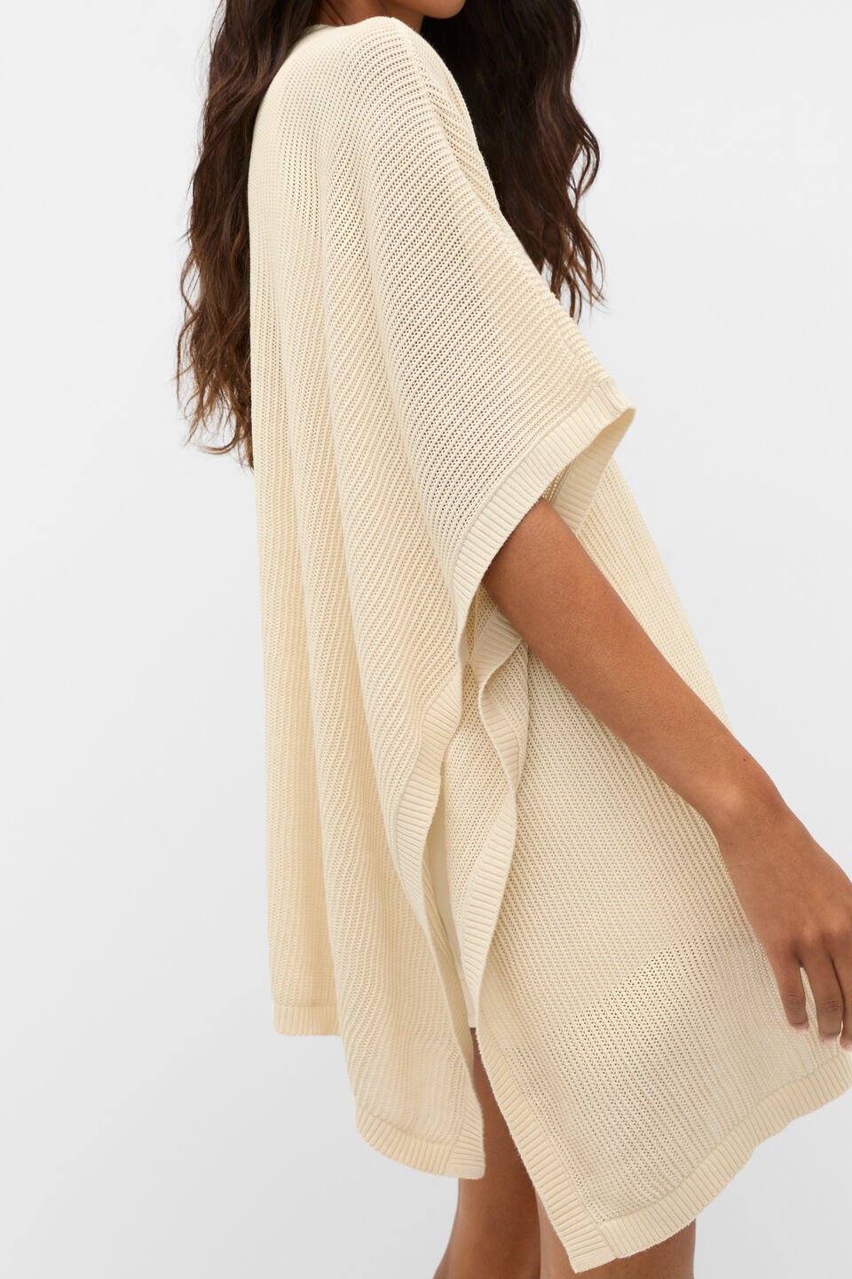 Open Weave Poncho  Coconut Cream