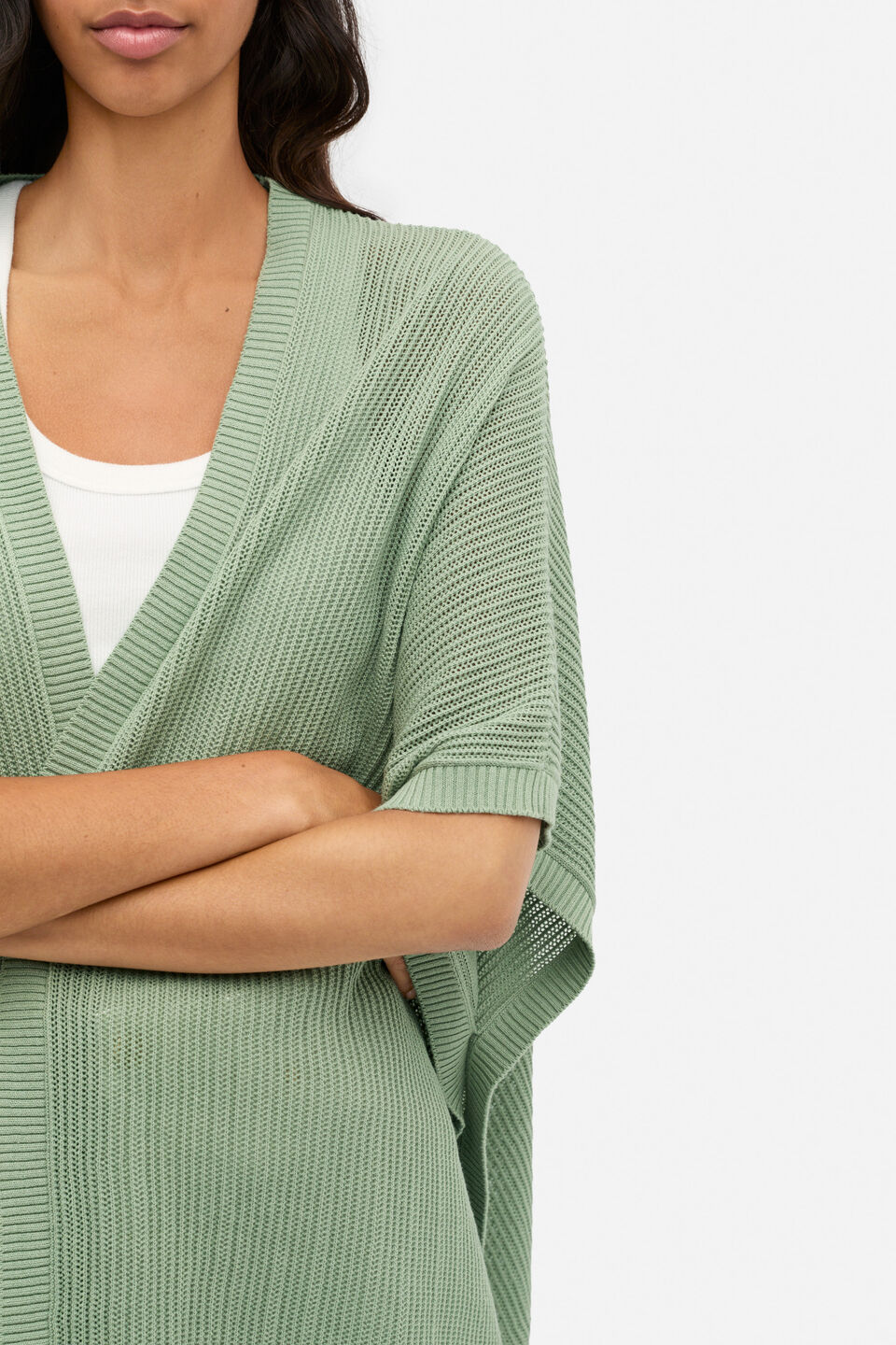 Open Weave Poncho  Eucalyptus