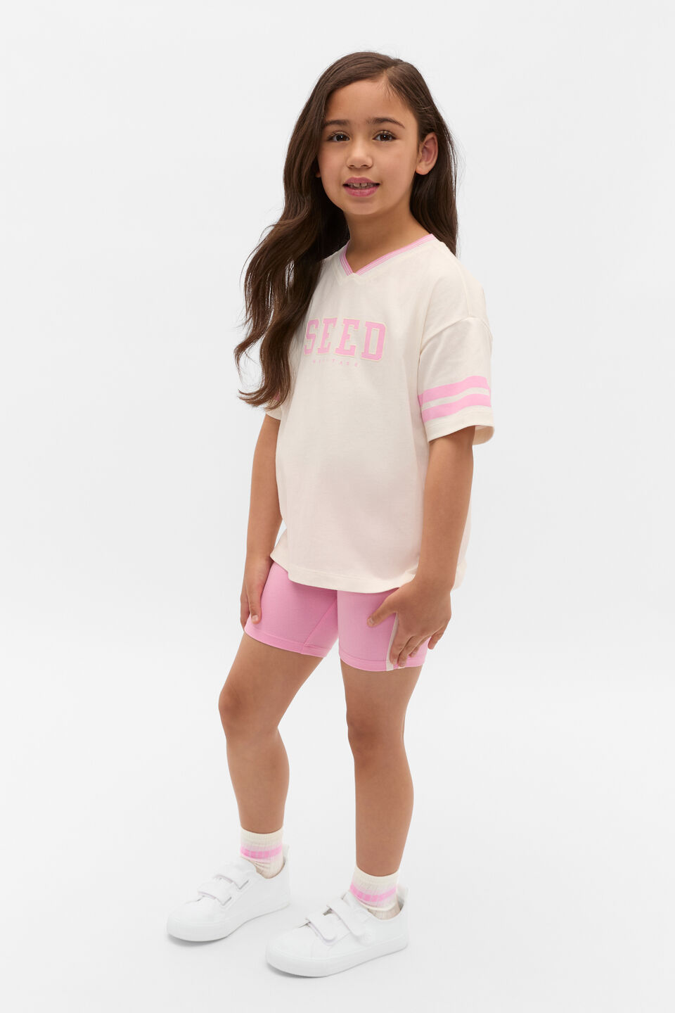 Sports Stripe Logo Tee  Classic Cream