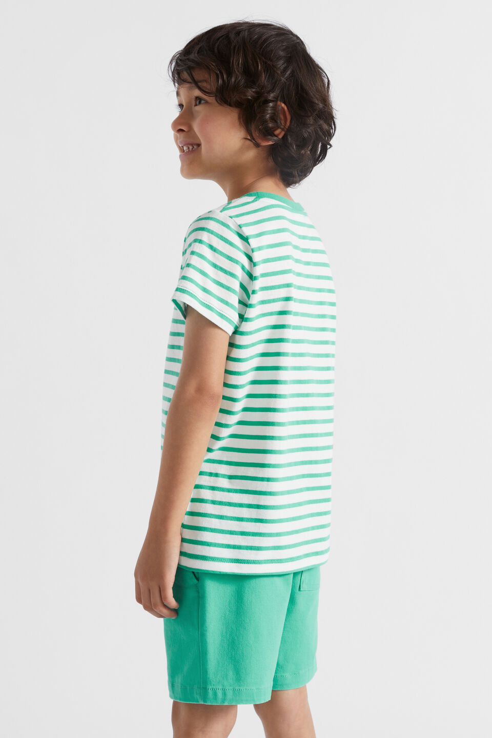 Core Logo Tee  Jade Green Stripe