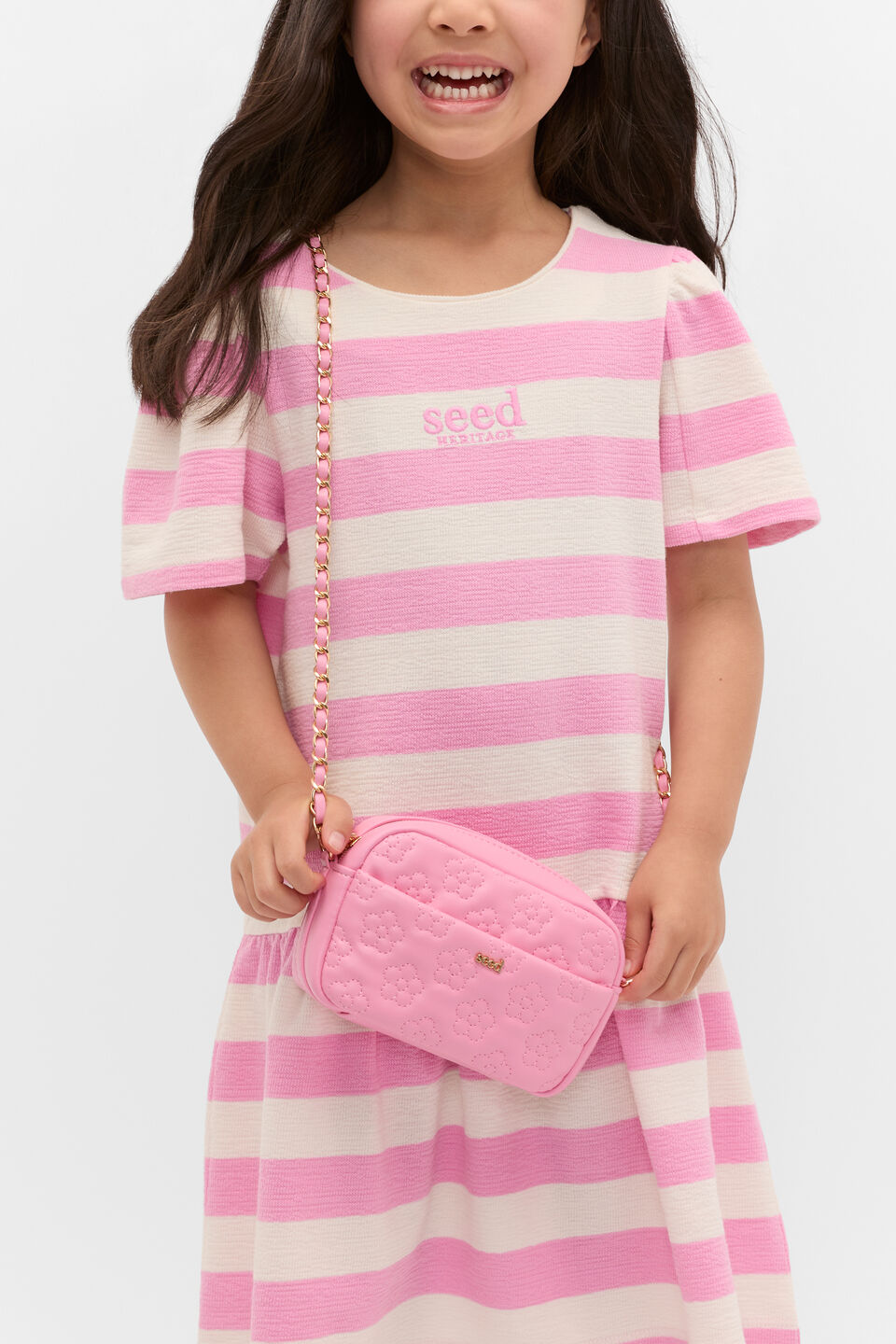 Quilted Flower Bag  Candy Pink