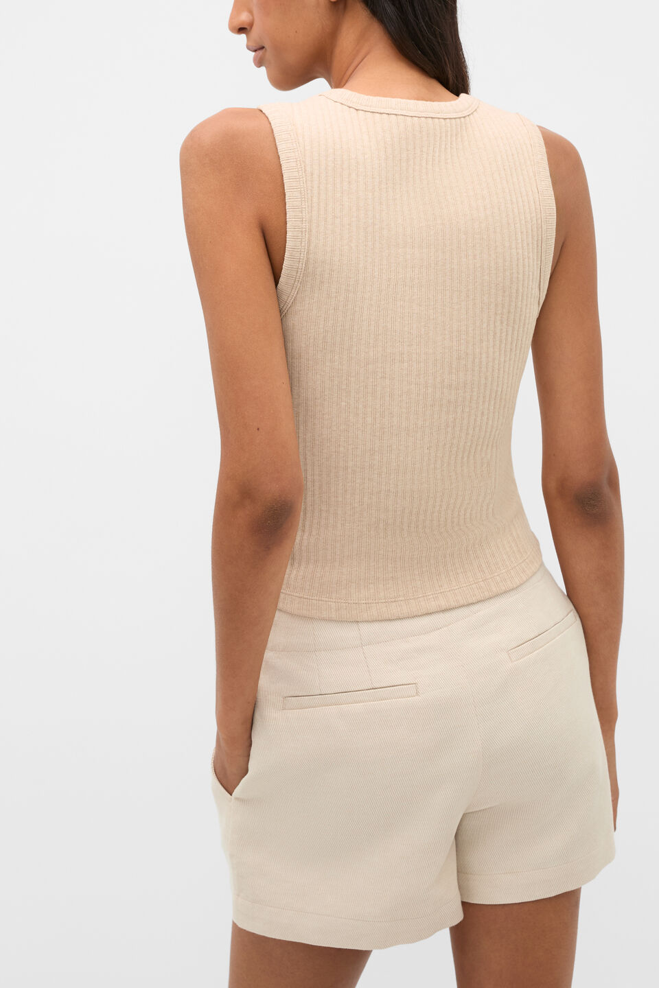 Cotton Rib Tank  Ecru Marle