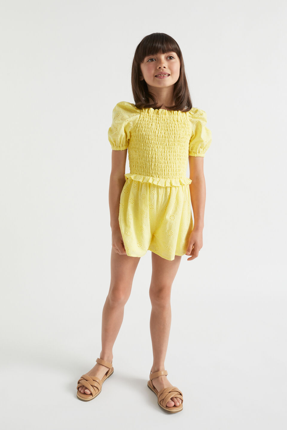 Floral Openwork Playsuit  Sunshine