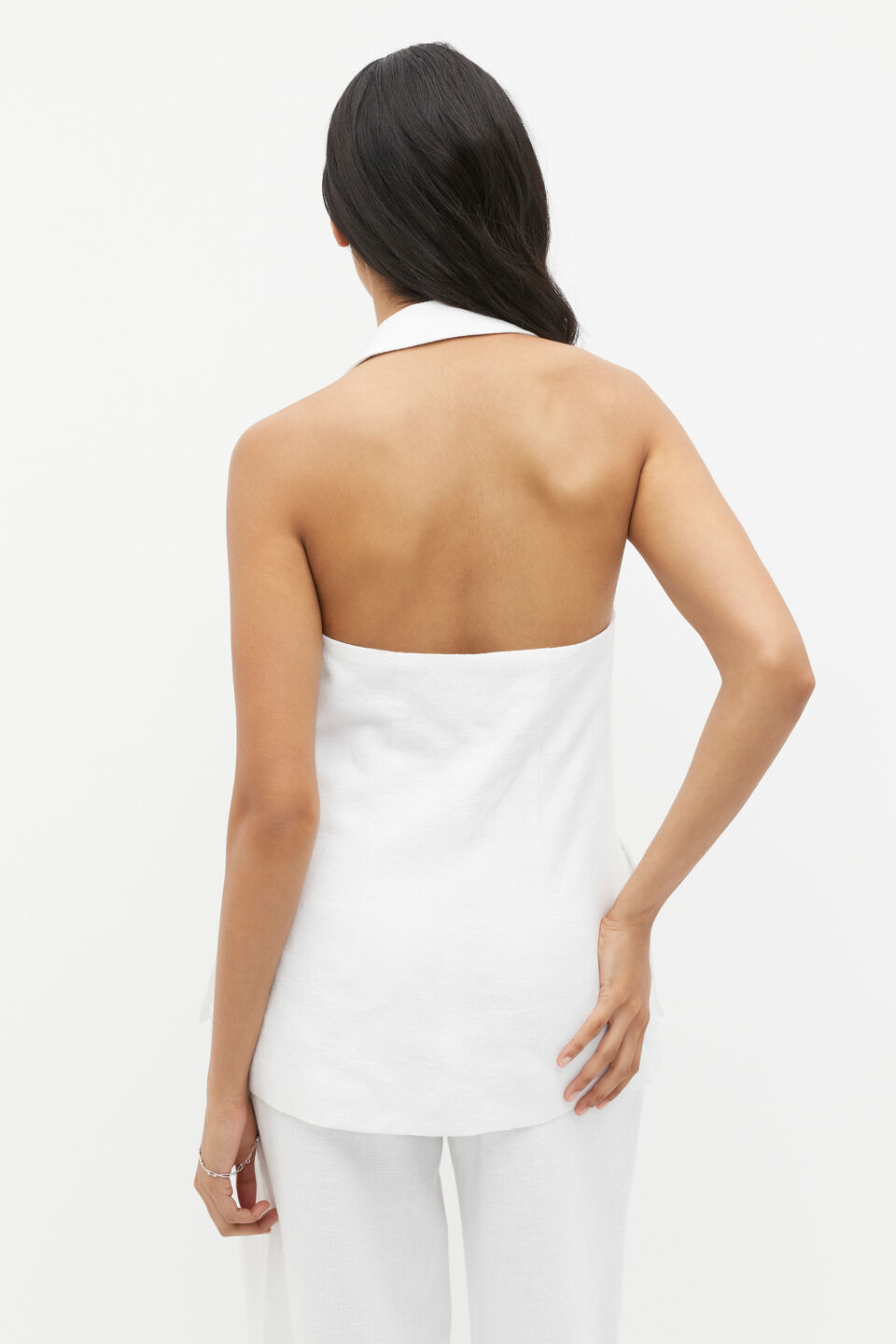 Textured Utility Halter Vest  Whisper White
