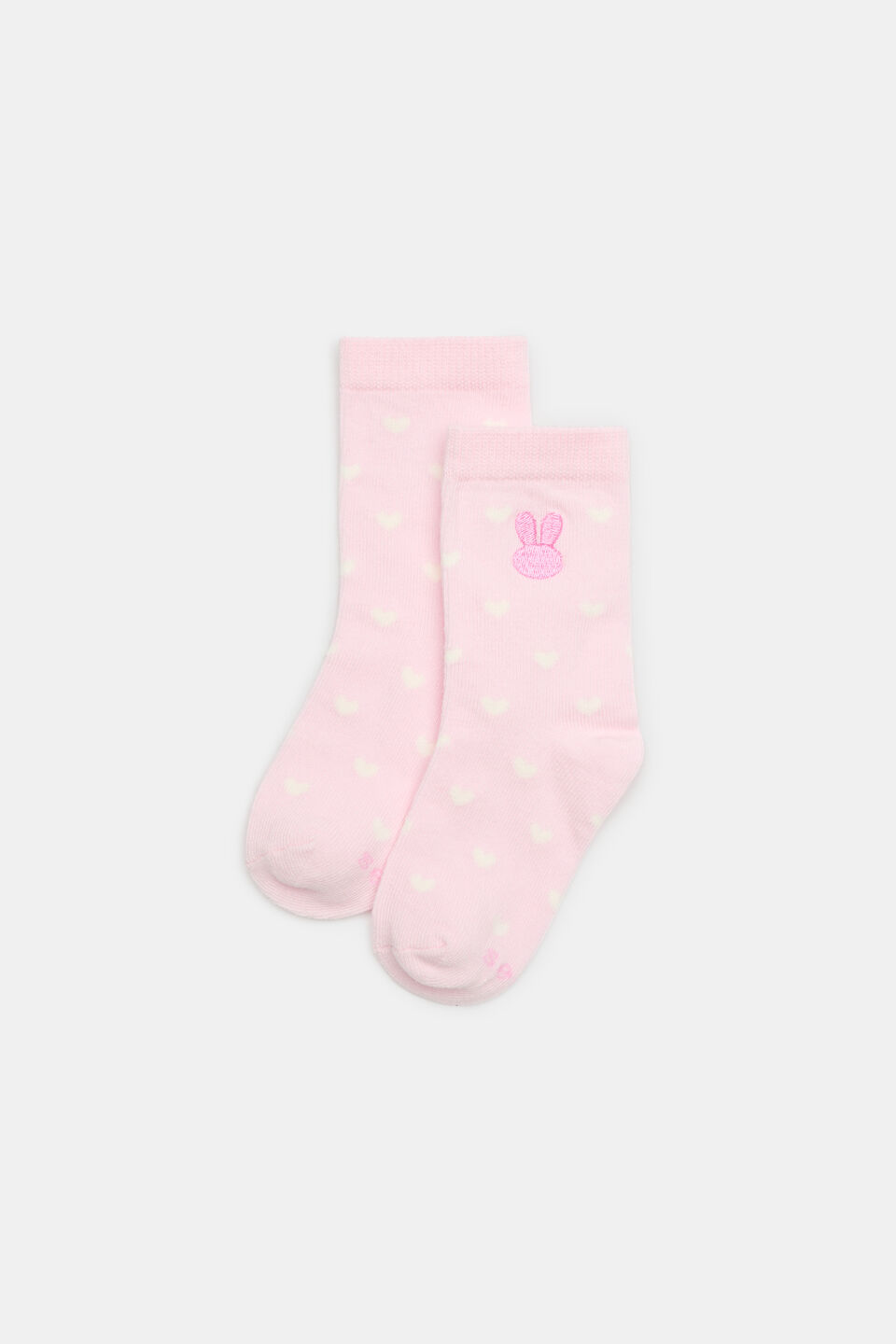 Bunny Embroidered Sock  Pink Lemonade