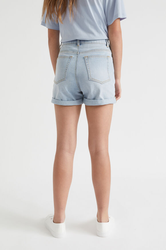 Cuffed Denim Shorts  Bleach Wash  hi-res
