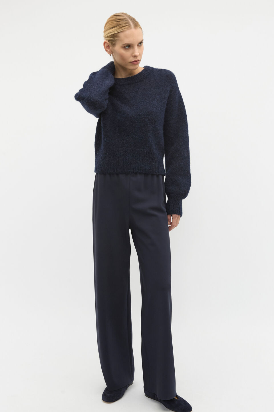 Lofty Crew Neck Knit  Twilight Blue