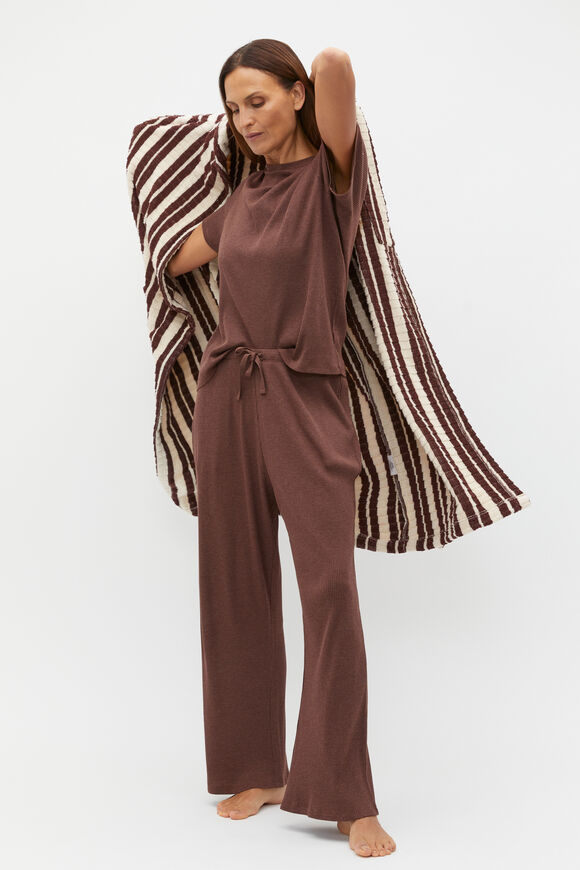 Ribbed Short Sleeve Tee And Pant PJ Set  Claret Marle  hi-res