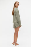 Ribbed Long Sleeve Top And Short PJ Set  Rainforest Marle  hi-res