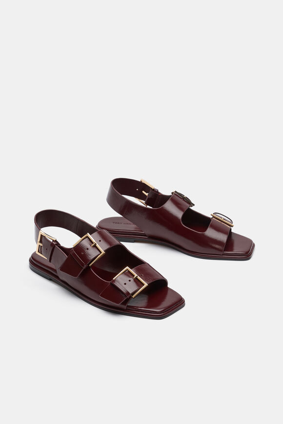 Iris Triple Buckle Sandal  Plum Red  hi-res