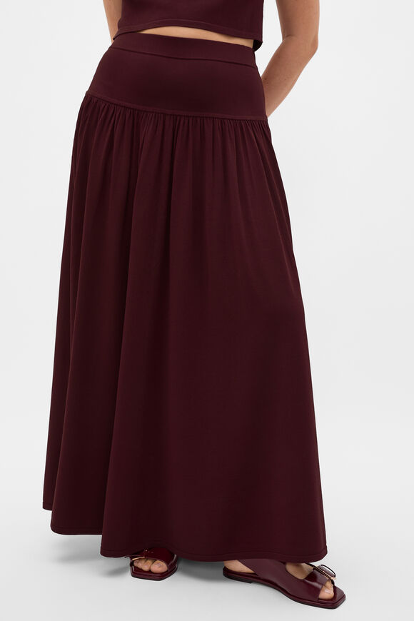 Compact Crepe Knit Skirt  Plum Red  hi-res