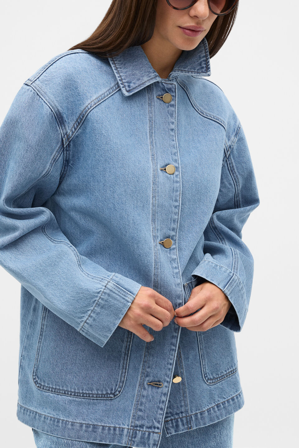 Denim Shacket  Mist Blue Wash