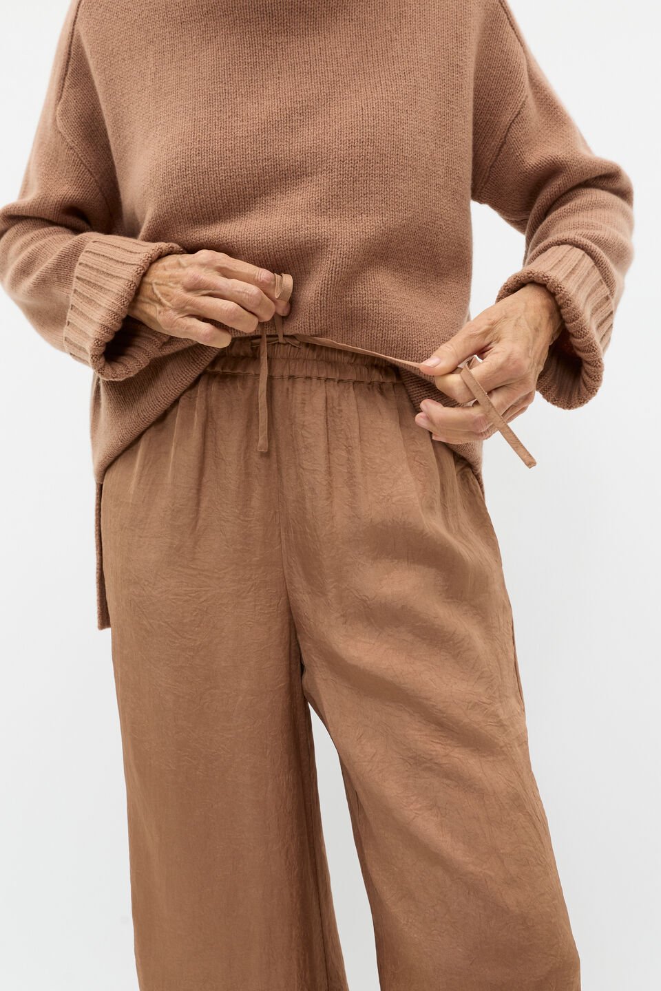 Textured Satin Pant  Amaretto