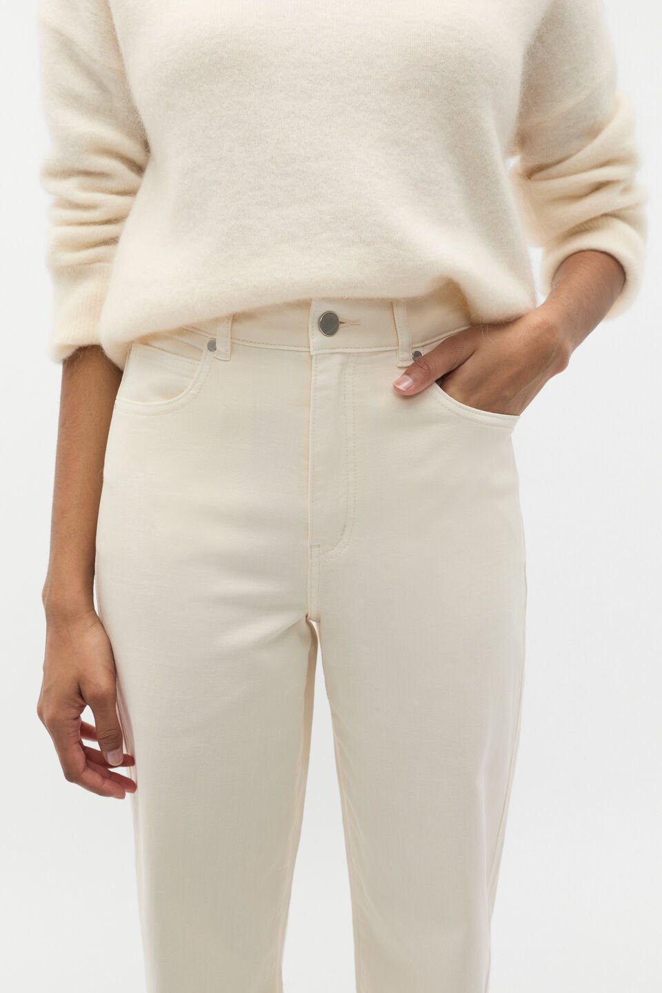 Twist Seam Jean  Coconut Cream