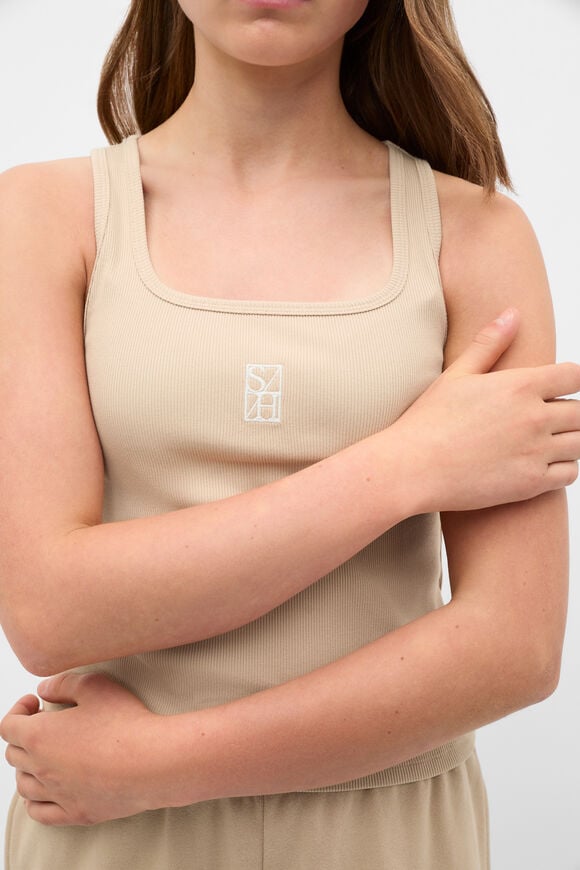 Square Neck Logo Tank  Sandstone  hi-res