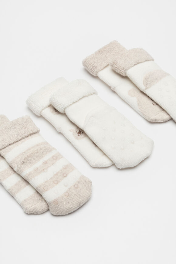 Bear Terry Sock  Oat Marle  hi-res