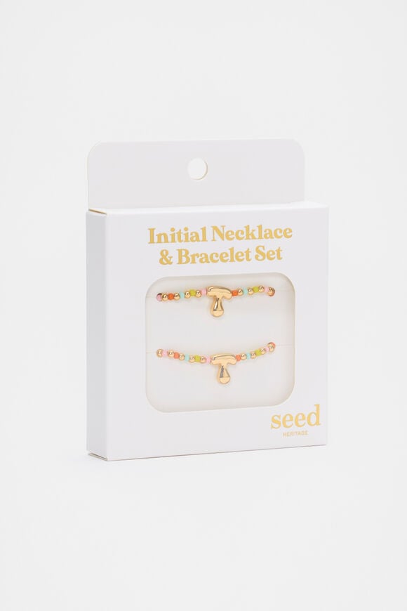 Initial Necklace And Bracelet Set  T  hi-res