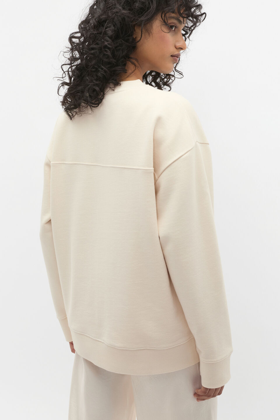 Longline Crew Neck Sweat  Coconut Cream
